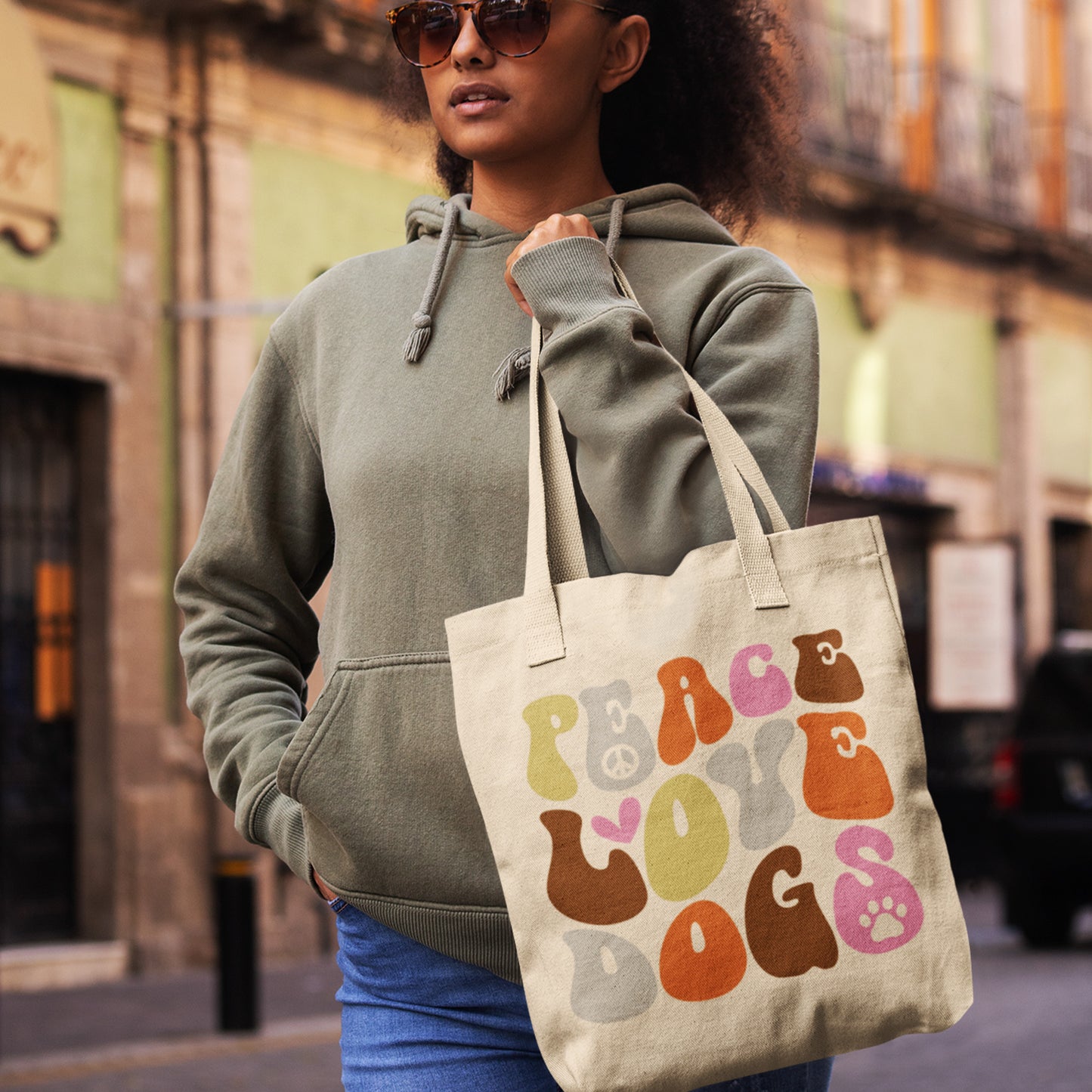 Peace Love Dogs Tote Bag