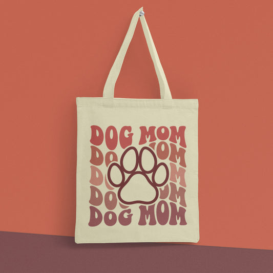 Dog Mom Wavy Retro Tote Bag