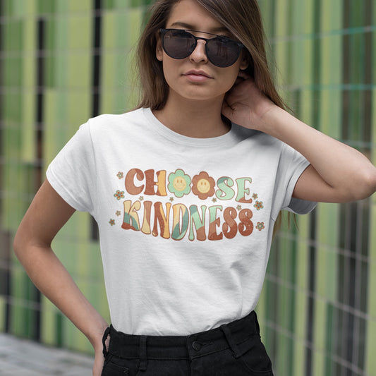 Choose Kindness Retro Flowers Tee